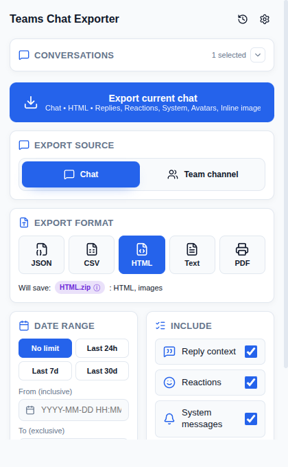 Popup default view with chat preselected